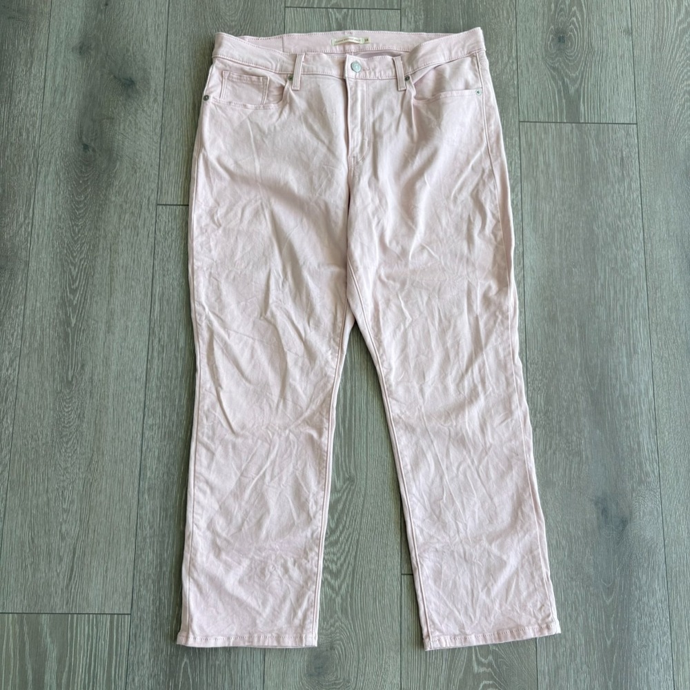Levi's Womens Light‎ Pink High Rise Stretch Classic Straight Ankle Jeans Size 14